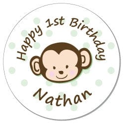 SBD299MINT - Monkey Around Birthday Stickers Monkey Around Birthday Stickers Party Favors BD299