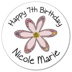 SBD37 - Retro Flower Birthday Stickers Retro Flower Birthday Stickers Party Favors Candy Wrapper Store