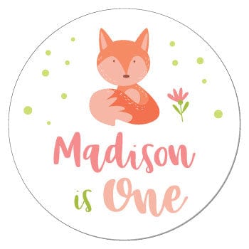 SBD499 - Cute Woodland Fox Birthday Stickers Cute Woodland Fox Birthday Stickers Party Favors bd499