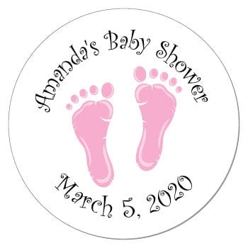 SBS211G - Baby Shower Pink Baby Feet Sticker Baby Shower Pink Baby Feet Sticker Birth Announcement BS211