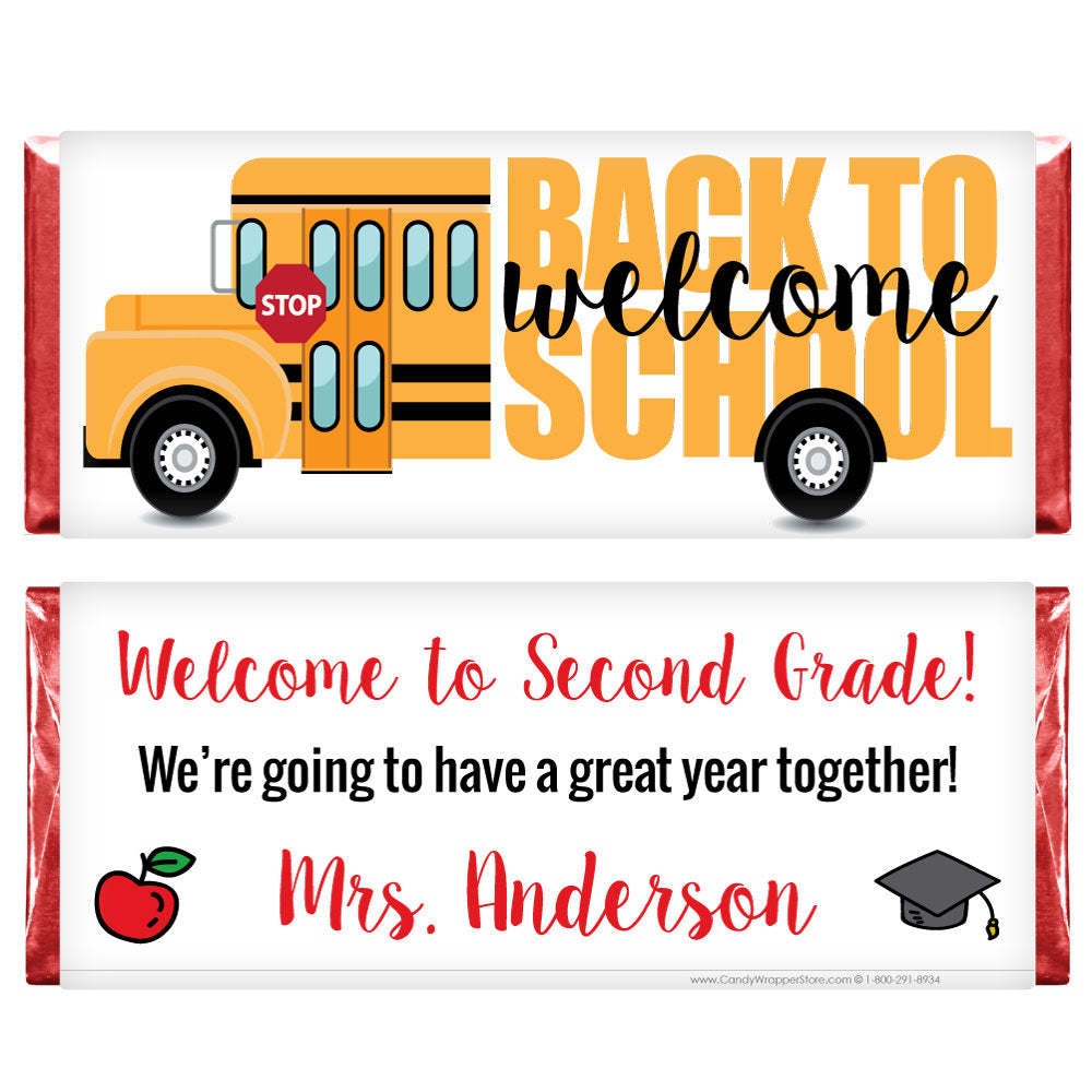SCHOOL209 - Welcome Back to School Bus Candy Bar Wrapper