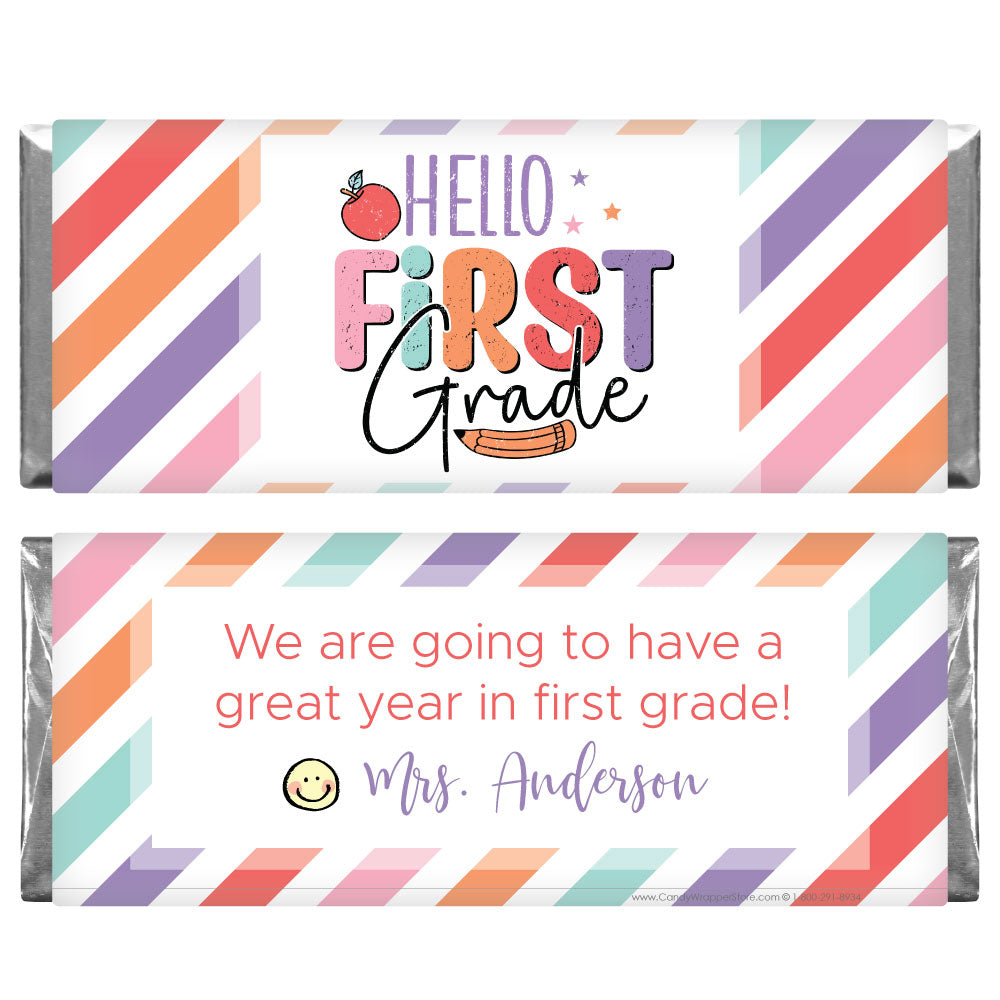 SCHOOL211 - Hello First Grade Back to School Candy Bar Wrapper Hello First Grade Back to School Candy Bar Wrapper school211