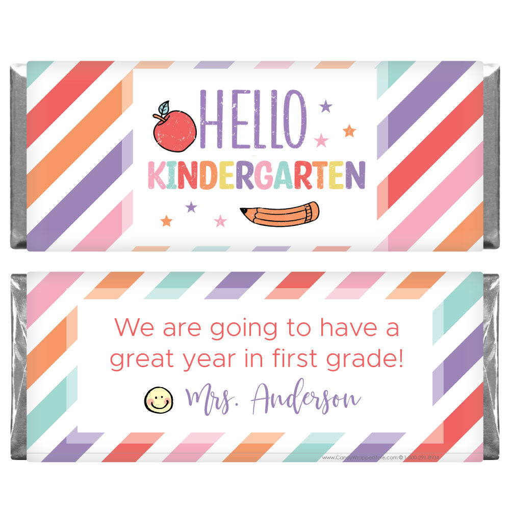 SCHOOL211 - Hello Kindergarten Back to School Candy Bar Wrapper Hello Kindergarten Back to School Candy Bar Wrapper school211