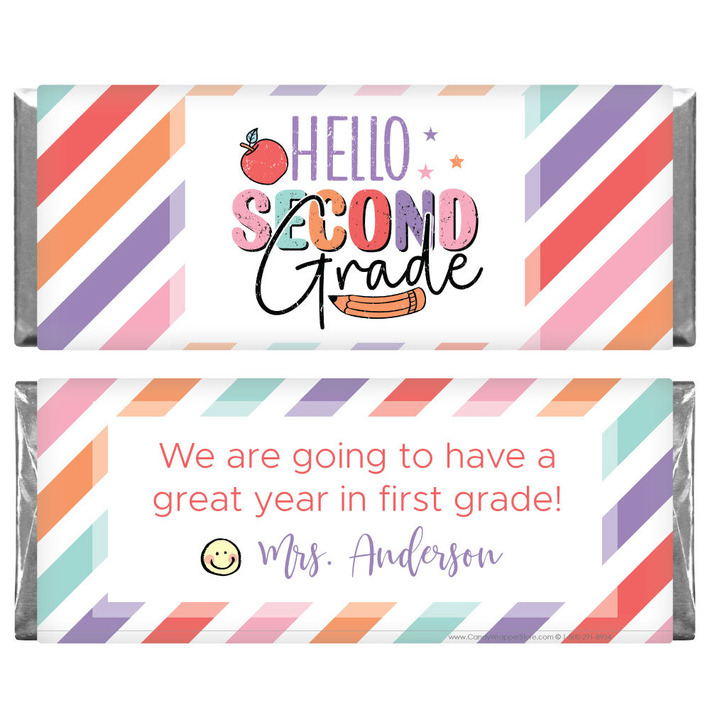 SCHOOL211 - Hello Second Grade Back to School Candy Bar Wrapper Hello Second Grade Back to School Candy Bar Wrapper school211