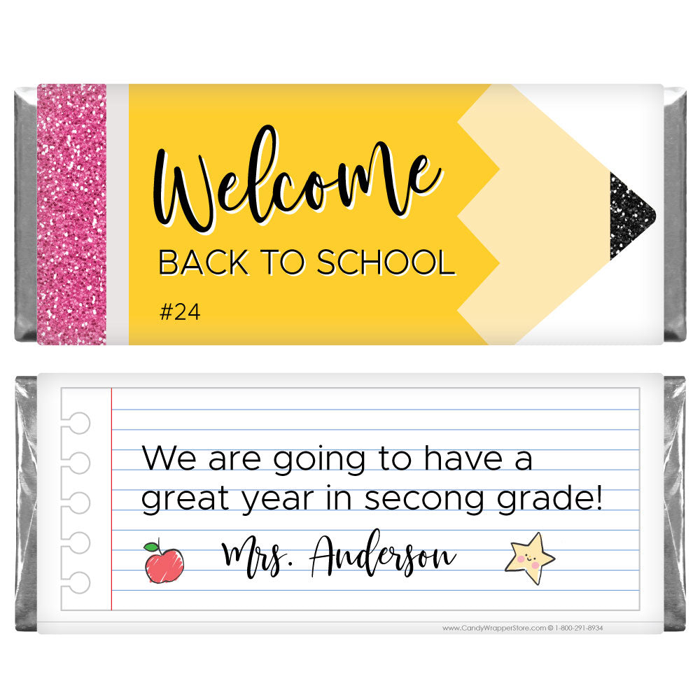SCHOOL212 - Welcome Back to School Pencil Candy Bar Wrapper