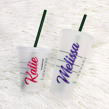 Set of 5 Mini Starbucks Kids Cups with Green Straws - 16oz Mini Cups Candy Wrapper Store