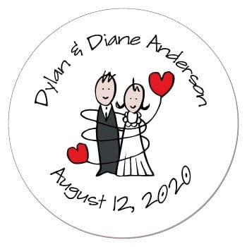 SWA201 - Bride, Groom and Hearts Sticker Bride, Groom and Hearts Wedding Sticker WA201