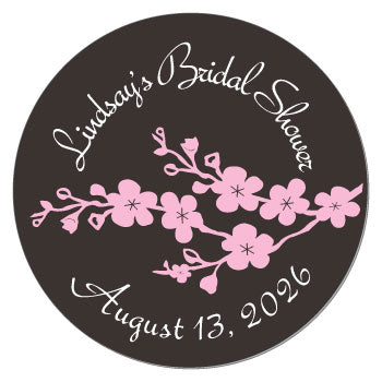 Two Hearts Personalized Round Sticker Labels For Bridal Shower Or Wedding Favors