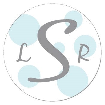 SWA23 - Blue Monogram Polka Dot Wedding Stickers Blue Monogram Polka Dot Wedding Stickers Candy Wrapper Store