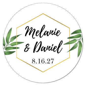 SWA380 - Golden Hexagon Frame Wedding Sticker Golden Hexagon Frame Wedding Sticker WA380