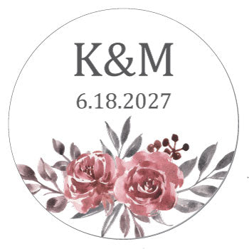 SWA385 - Rustic Floral Monogram Wedding Sticker Rustic Floral Monogram Wedding Sticker WA385