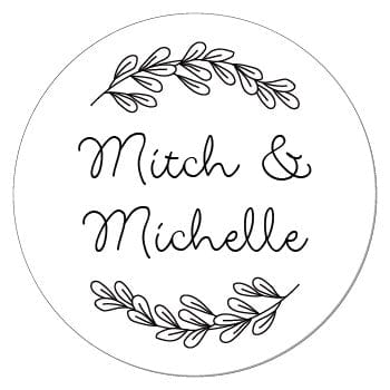 Hand Drawn Black and White Bough Wedding Stickers WA9