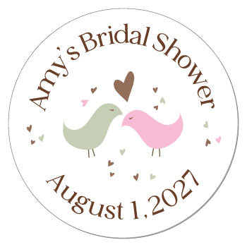 SWS316 - Love Birds Bridal Shower Stickers Love Birds Wedding or Bridal Shower Stickers WS316