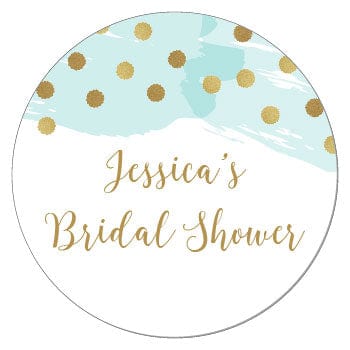 SWS382 - Golden Dots Watercolor Bridal Shower Stickers Golden Dots Watercolor Bridal Shower Stickers ws382