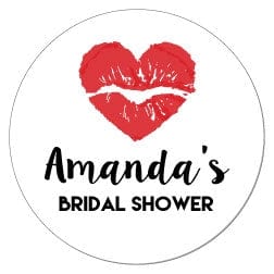 SWS5 - Red Heart Lips Bridal Shower Stickers Red Heart Lips Bridal Shower Stickers Party Favors Candy Wrapper Store