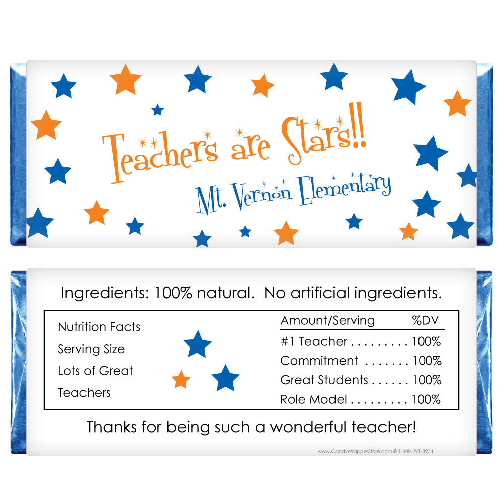 TA205 - Teachers are Stars Candy Bar Wrapper Teachers are Stars Candy Bar Wrapper Candy Wrapper Store