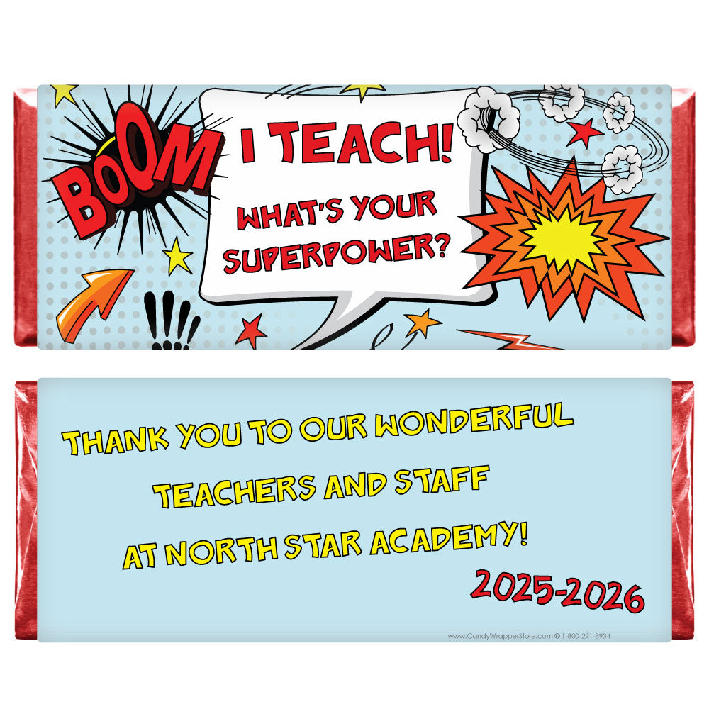 TA206 - Teachers are Superheros Candy Bar Wrapper Teachers are Superheros Candy Bar Wrapper Candy Wrapper Store