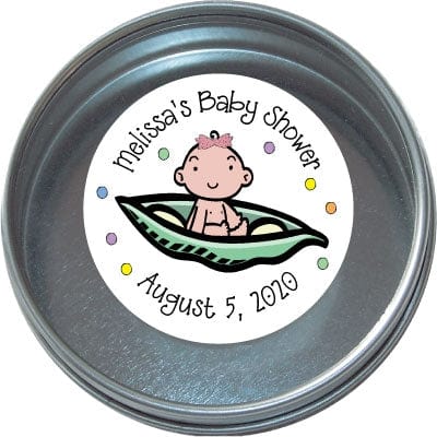 TBS11 - Baby Shower Tins - Set of 24 Pea Pod Baby Shower Tins Birth Announcement Candy Wrapper Store