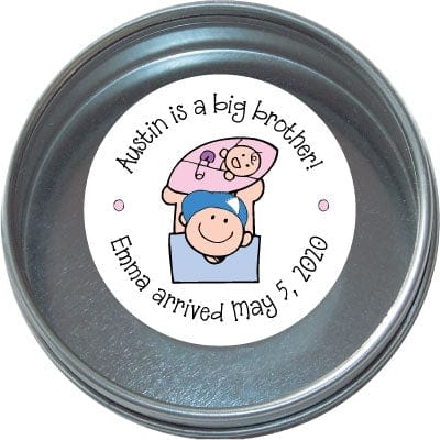 TBS17 - Tins - Set of 24 Big Brother Birth Announcement Tins Birth Announcement Candy Wrapper Store