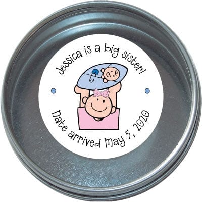 TBS21 - Tins - Set of 24 Big Sister Birth Announcement Tins Birth Announcement Candy Wrapper Store