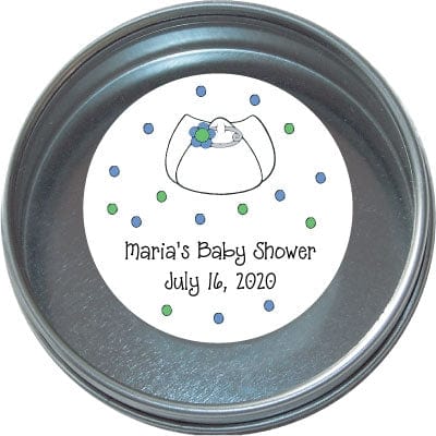 TBS23 - Baby Shower Boy Diaper Tins - Set of 24 Baby Shower Boy Diaper Tins Birth Announcement Candy Wrapper Store
