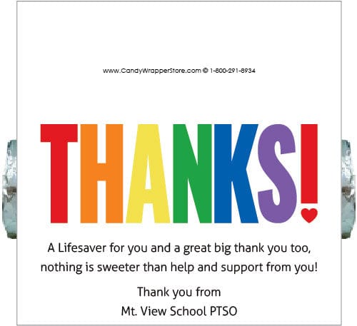 Thanks Rainbow Color Appreciation Lifesavers Wrapper TY209