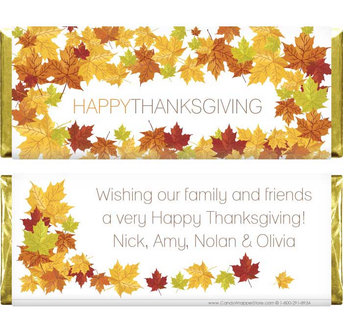 THANKS201 - Thanksgiving Fall Leaves Candy Wrappers Thanksgiving Fall Leaves Candy Wrappers Candy Wrapper Store