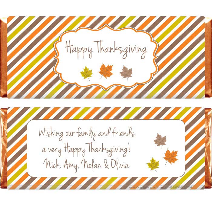 THANKS202 - Thanksgiving Fall Stripes Candy Wrappers Thanksgiving Fall Stripes Candy Wrappers Candy Wrapper Store