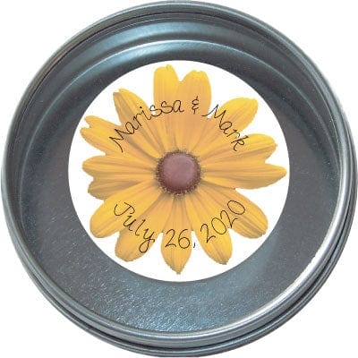 TW11 - Wedding Tins - Set of 24 Yellow Flower Wedding Tins Candy Wrapper Store