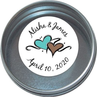 TWA1 - Double Heart Two Tone Wedding Tins Double Heart Two Tone Wedding Stickers Candy Wrapper Store