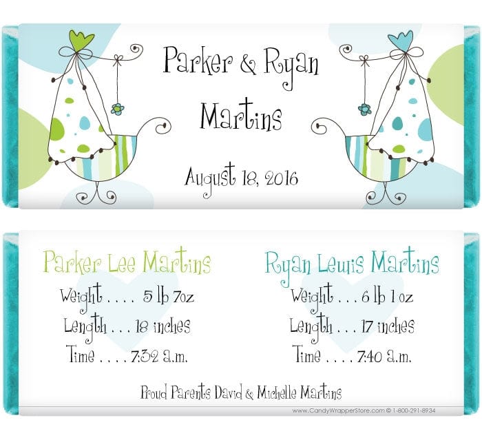 TWINS201boys - Twin Boys Bassinets Candy Bar Wrapper Twin Boys Bassinets Candy Bar Wrapper Candy Wrapper Store