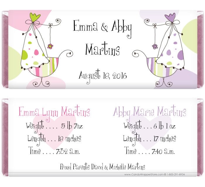 TWINS201girls - Twin Girls Bassinets Candy Bar Wrapper Twin Girls Bassinets Candy Bar Wrapper Candy Wrapper Store