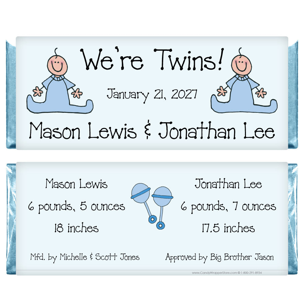 TWINS202BOYS - Twin Boys Birth Announcement Candy Bar Wrappers Twin Boys Candy Bar Wrappers Birth Announcement Candy Wrapper Store