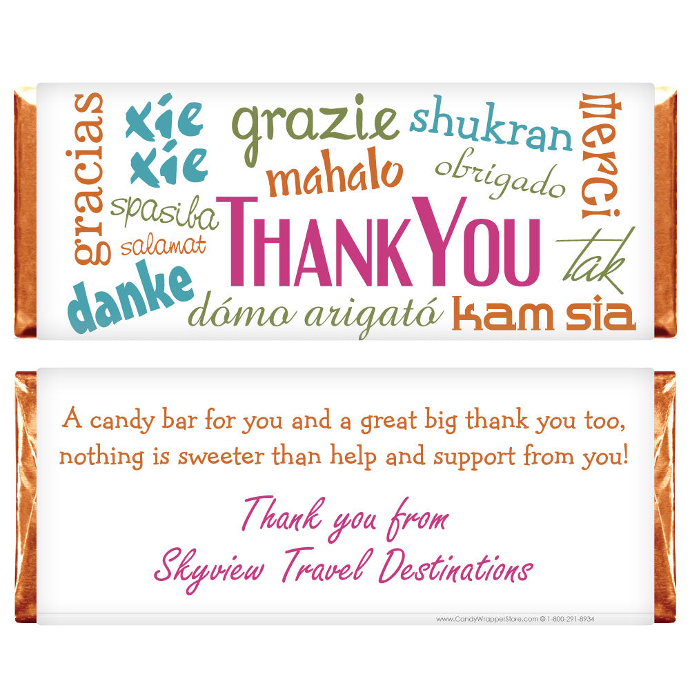 TY202 - Thank You In Any Language Candy Bar Wrapper Thank You In Any Language Candy Bar Wrapper Candy Wrapper Store