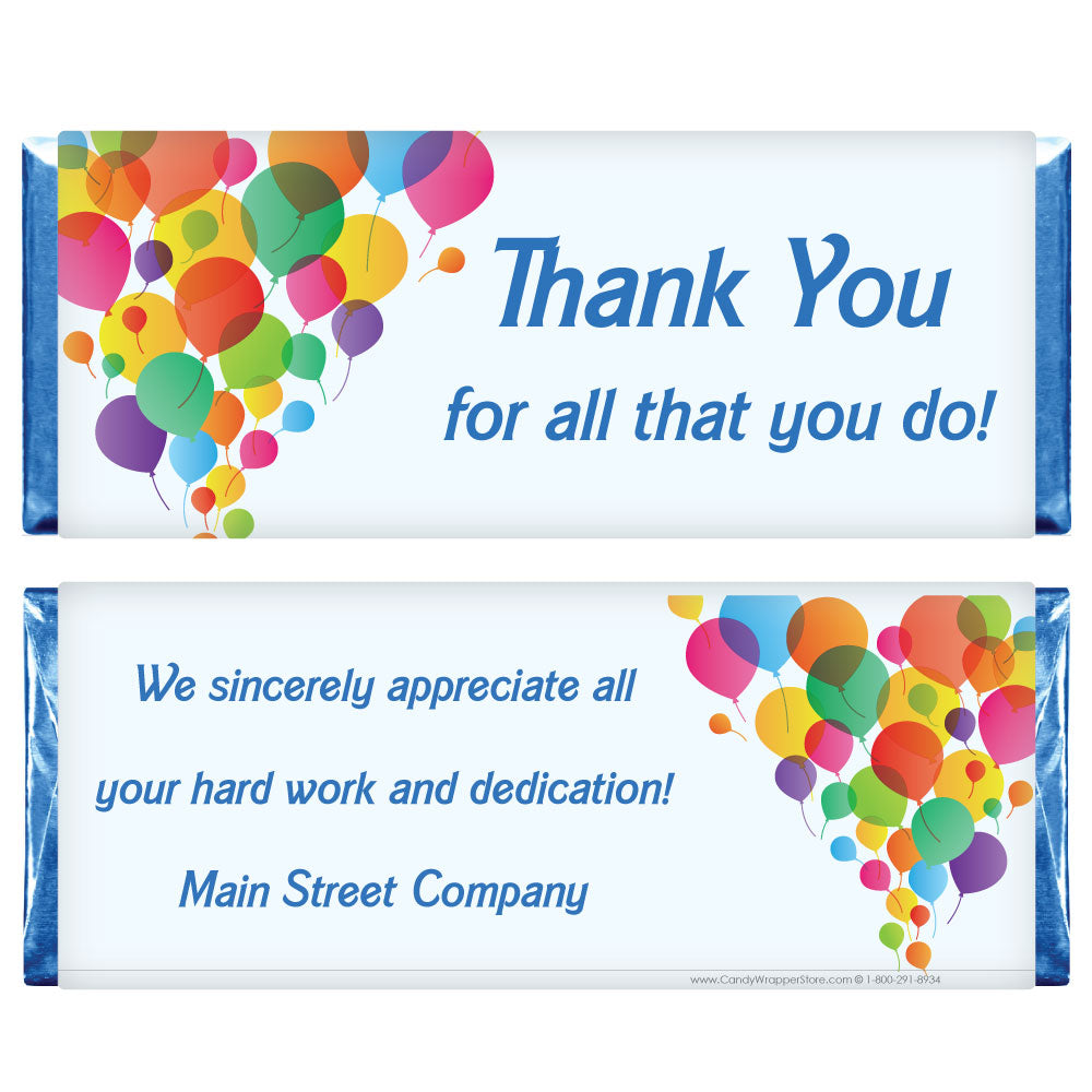 TY206 - Balloons Thank You Candy Bar Wrapper Balloons