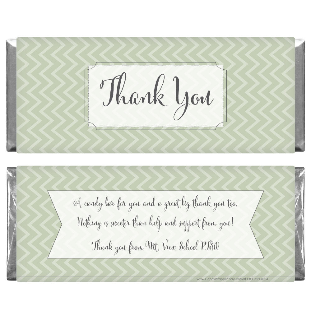 TY220C - Thank You Vertical Chevron Candy Bar Wrapper Thank You Vertical Chevron Candy Bar Wrapper Regular Size Wrapper TY220