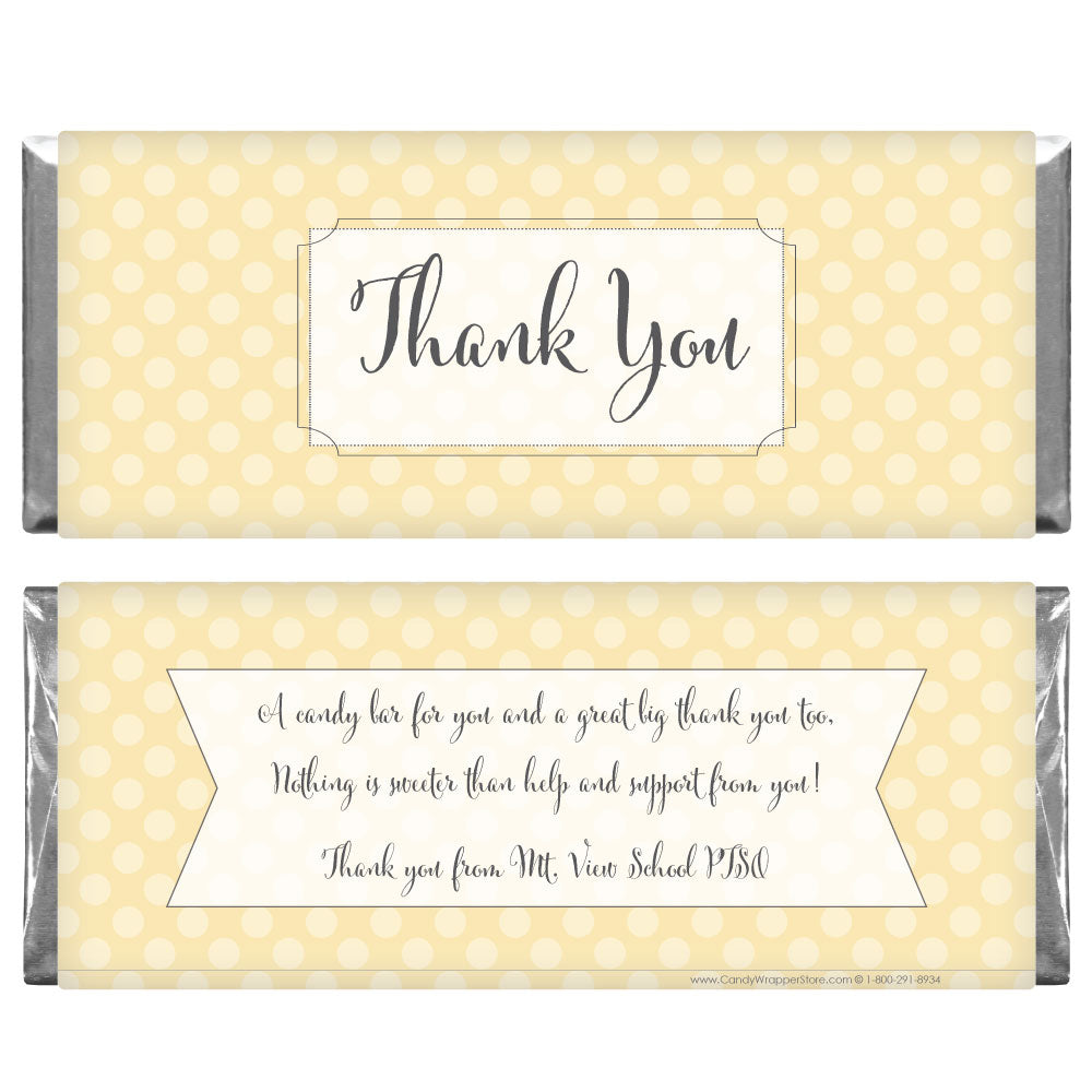TY220D - Thank You Dots Candy Bar Wrapper Thank You Dots Candy Bar Wrapper Regular Size Wrapper TY220