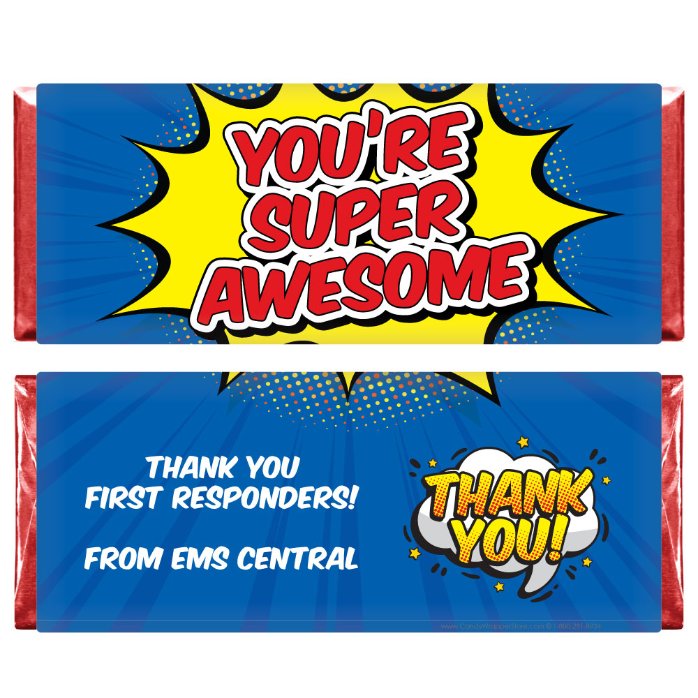 TY270 - You're Super Awesome Thank You Candy Bar Wrapper You're Super Awesome Thank You Candy Bar Wrapper Regular Size Wrapper TY270
