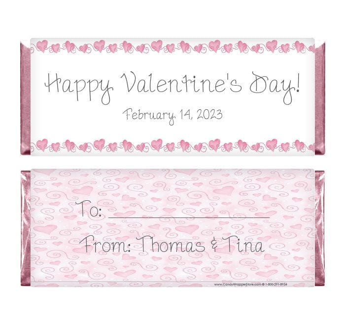 VAL202 - Valentines Day Hearts Border Candy Wrappers Valentines Day Hearts Border Candy Wrappers Candy Wrapper Store