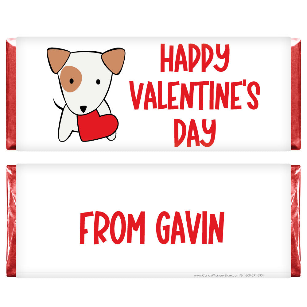 VAL209 - Valentines Day Dog Heart Candy Wrappers Valentines Day Dog Heart Candy Wrappers Candy Wrapper Store