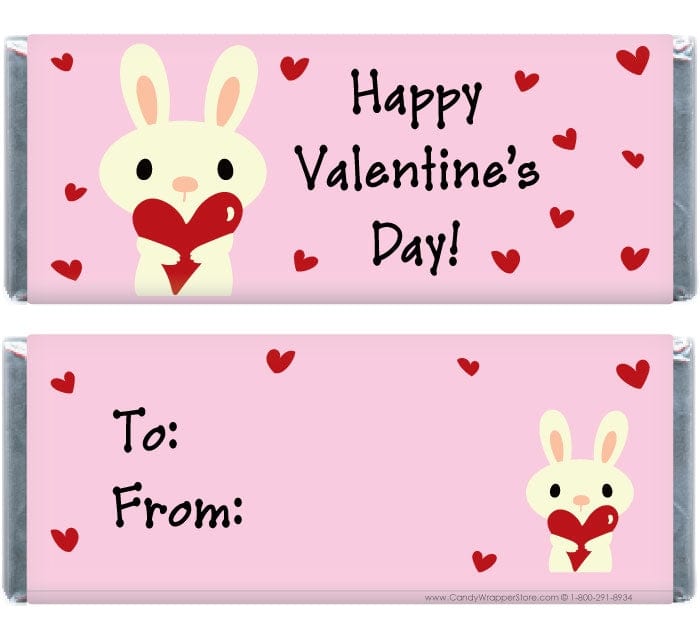 VAL213 - Valentines Day Bunny Candy Wrappers Valentines Day Bunny Candy Wrappers Candy Wrapper Store