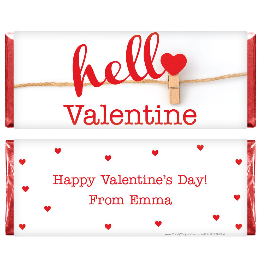 VAL225 - Hello Valentine Heart Candy Bar Wrappers Hello Valentine Heart Candy Bar Wrappers Candy Wrapper Store