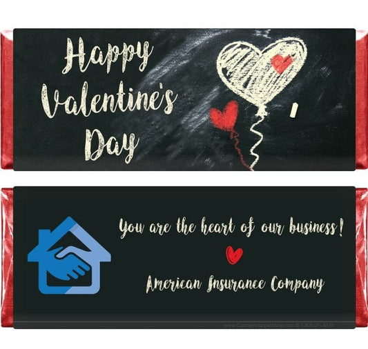 VAL226b - Business Chalkboard Sketch Valentines Day Candy Bar Wrappers Business Chalkboard Sketch Valentines Day Candy Bar Wrappers Candy Wrapper Store