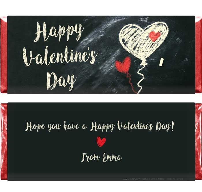 VAL226b - Business Chalkboard Sketch Valentines Day Candy Bar Wrappers Business Chalkboard Sketch Valentines Day Candy Bar Wrappers Candy Wrapper Store