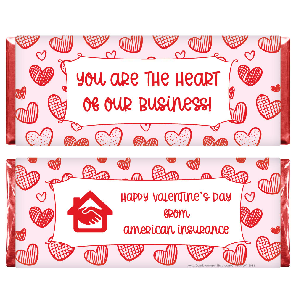 VAL227b - Business Sketch Hearts Valentines Day Candy Bar Wrapper Business Sketch Hearts Valentines Day Candy Bar Wrapper Candy Wrapper Store