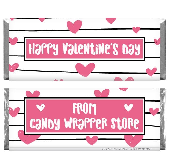 VAL228 - Hearts on the Line Valentines Day Candy Bar Wrapper Hearts on the Line Valentines Day Candy Bar Wrapper Candy Wrapper Store