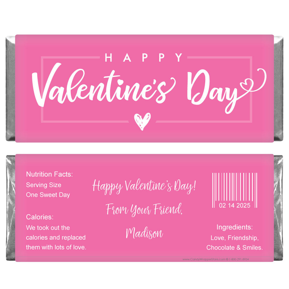 VAL232 - Sweet and Simple Happy Valentines Day Candy Bar Wrapper Sweet and Simple Happy Valentines Day Candy Bar Wrapper Candy Wrapper Store