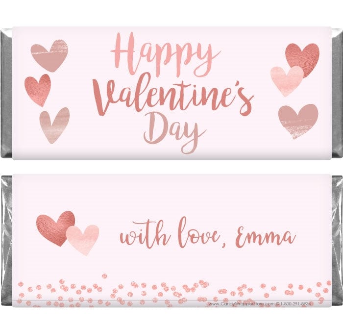 VAL236 - Rose Gold Hearts Valentine's Day Candy Bar Wrappers Rose Gold Hearts Valentine's Day Candy Bar Wrappers Candy Wrapper Store