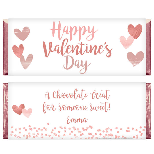 VAL236 - Rose Gold Hearts Valentine's Day Candy Bar Wrappers Rose Gold Hearts Valentine's Day Candy Bar Wrappers Candy Wrapper Store