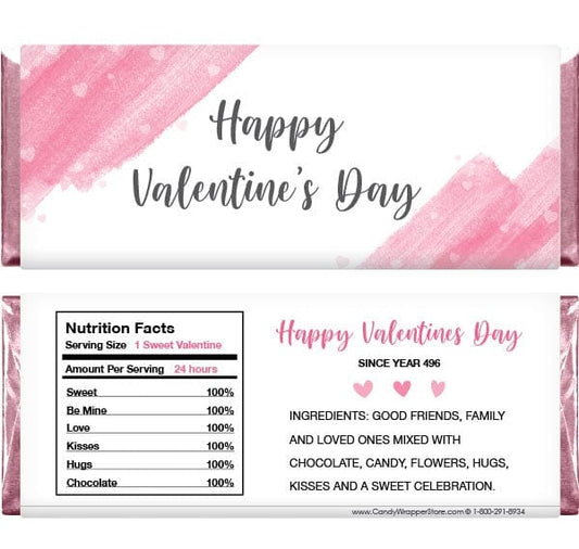 VAL240 - Watercolor Brush Valentine's Day Candy Bar Wrappers Watercolor Brush Valentine's Day Candy Bar Wrappers Candy Wrapper Store